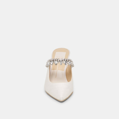 Dolce Vita Keli Crystal White Satin Heels