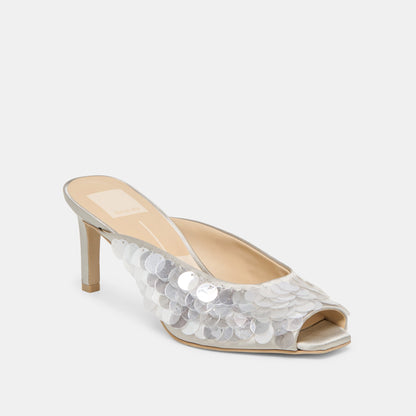 Dolce Vita Samary Confetti Silver Satin Heels
