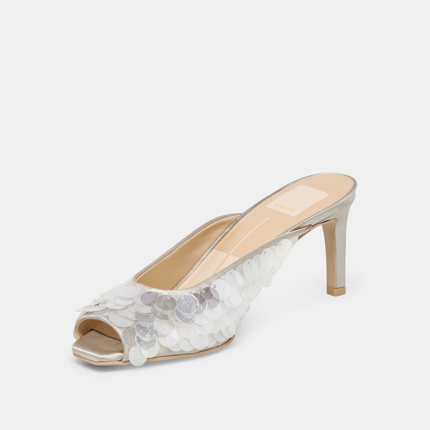 Dolce Vita Samary Confetti Silver Satin Heels