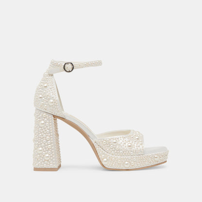 Dolce Vita PANDRO PEARL HEELS TRUE WHITE SATIN
