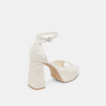 Dolce Vita PANDRO PEARL HEELS TRUE WHITE SATIN