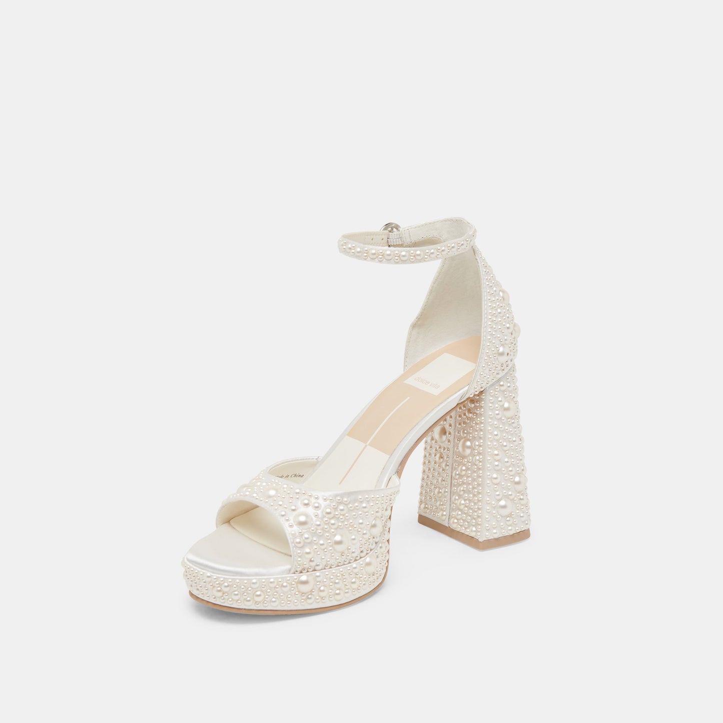 Dolce Vita PANDRO PEARL HEELS TRUE WHITE SATIN
