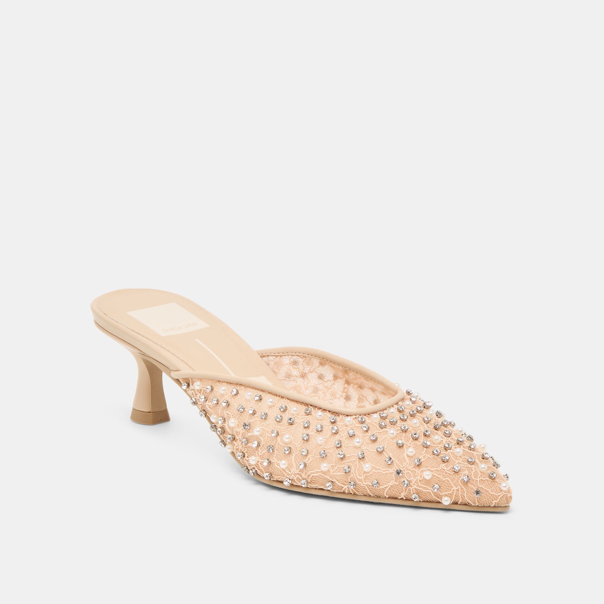 Dolce Vita Cleo Pearl Blush Lace Mesh Heels