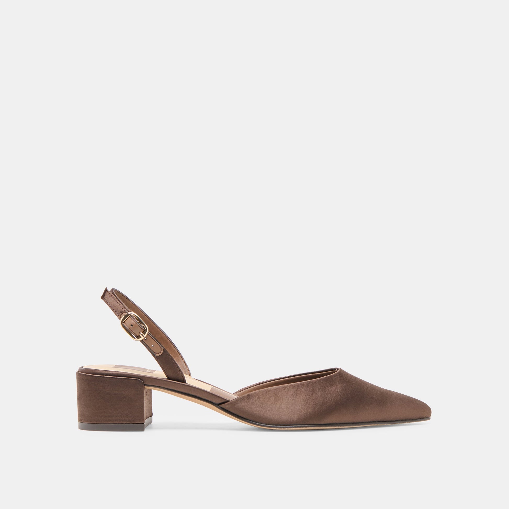 Dolce Vita Carel Dk Brown Satin Heels
