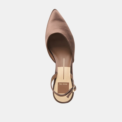 Dolce Vita Carel Dk Brown Satin Heels