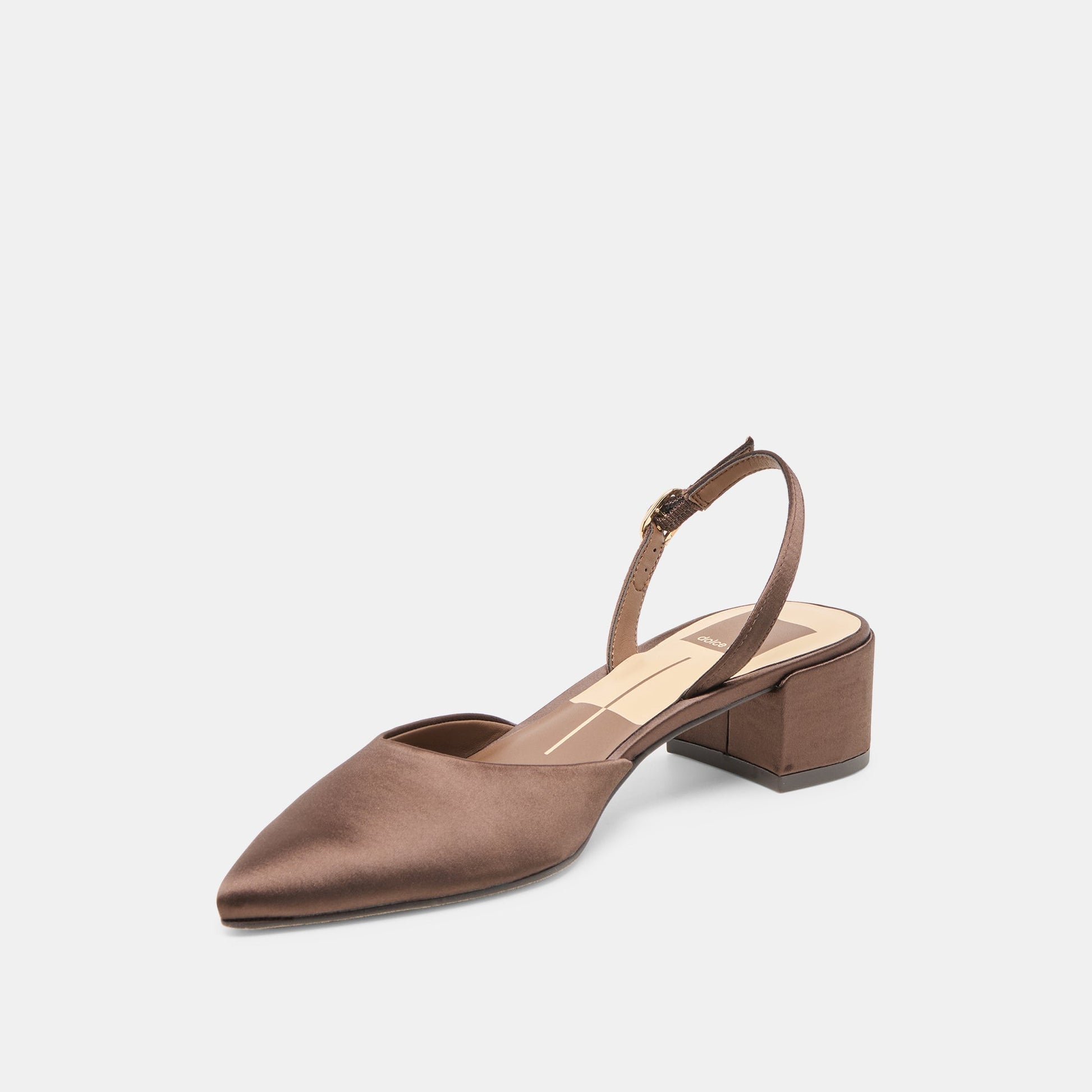 Dolce Vita Carel Dk Brown Satin Heels