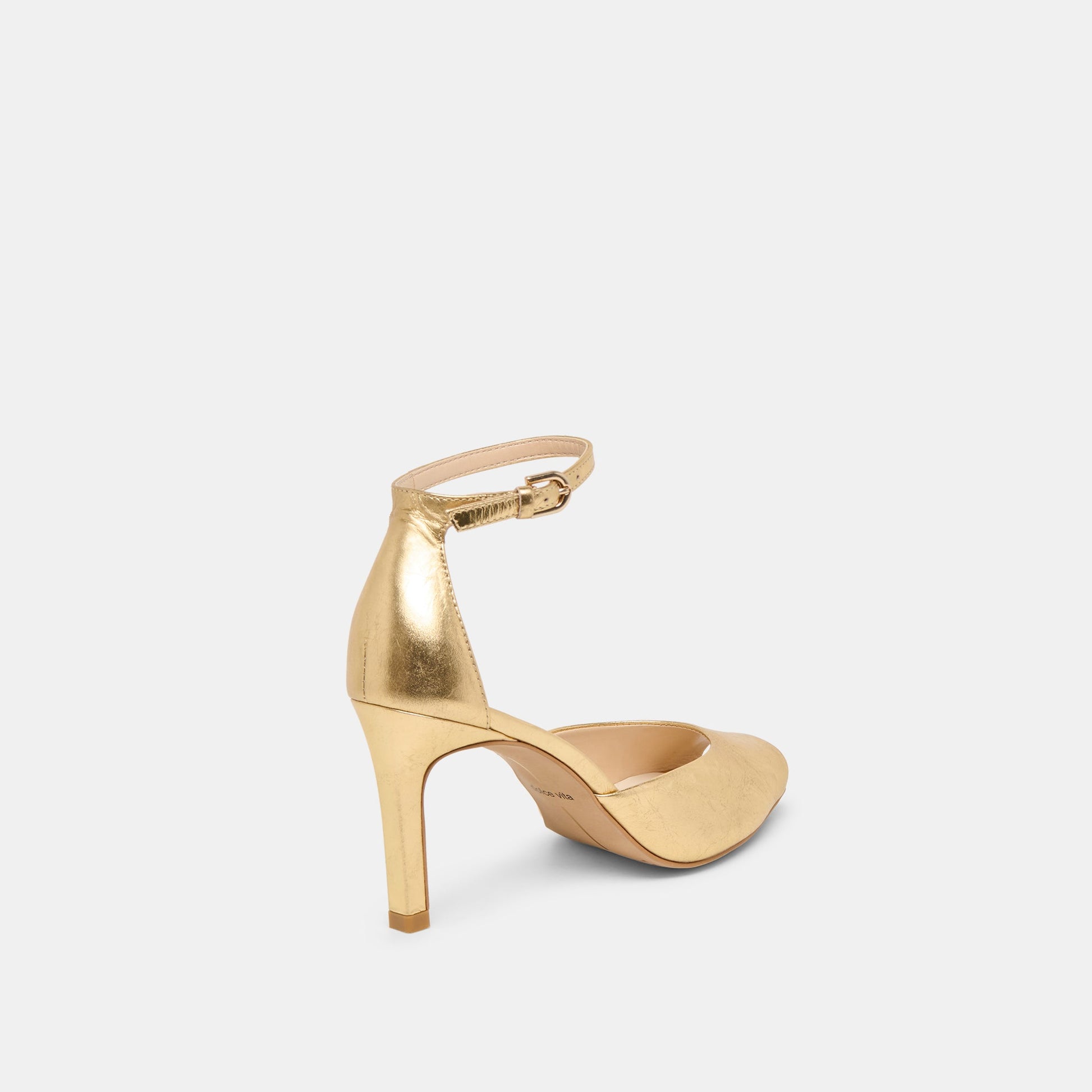 Dolce Vita Serlo Gold Crinkle Patent Heels