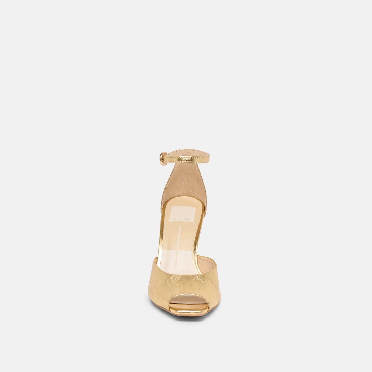 Dolce Vita Serlo Gold Crinkle Patent Heels