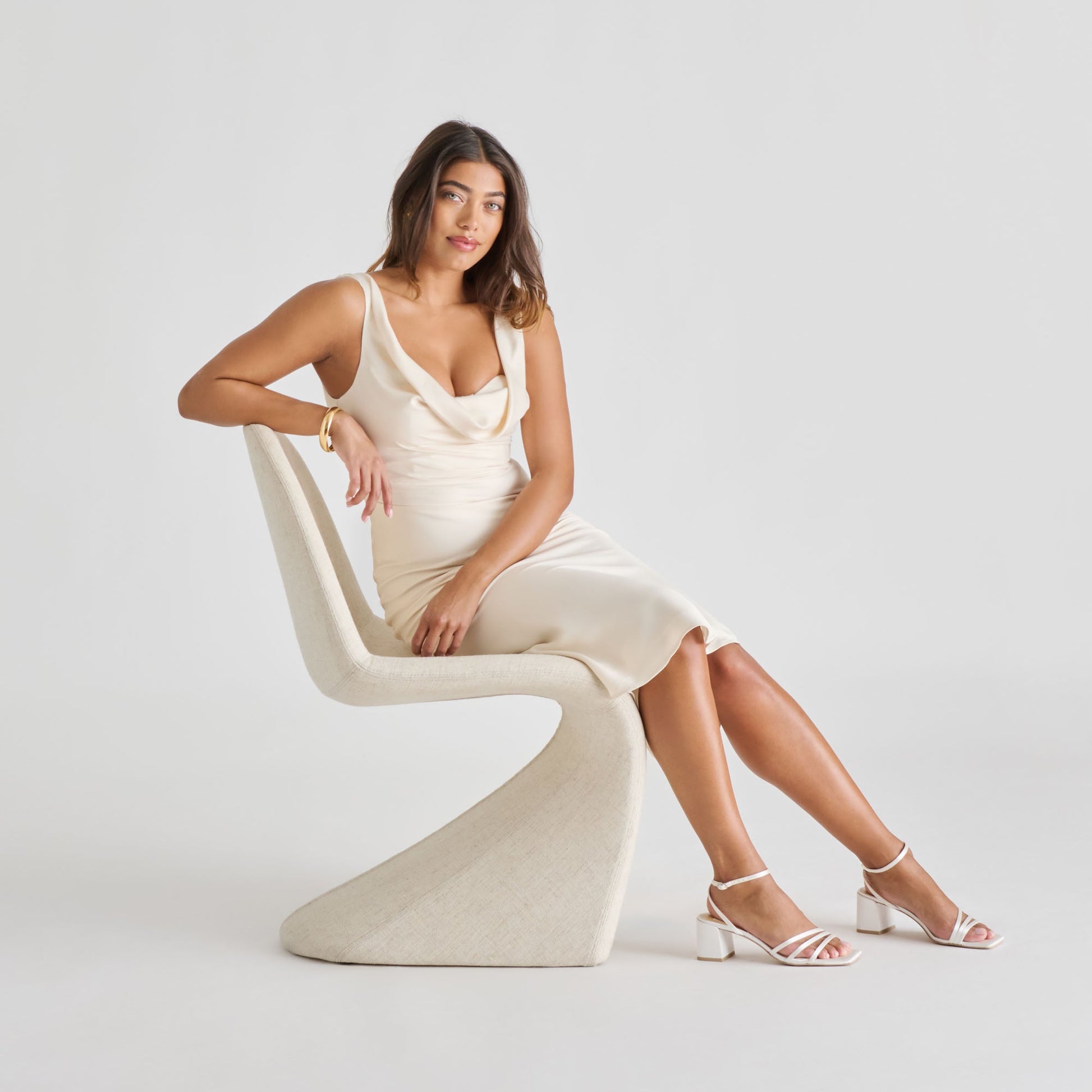 Dolce Vita Ysabel True White Satin Heels