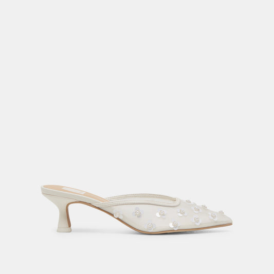 Dolce Vita CLARA PEARL HEELS TRUE WHITE DAISY MESH