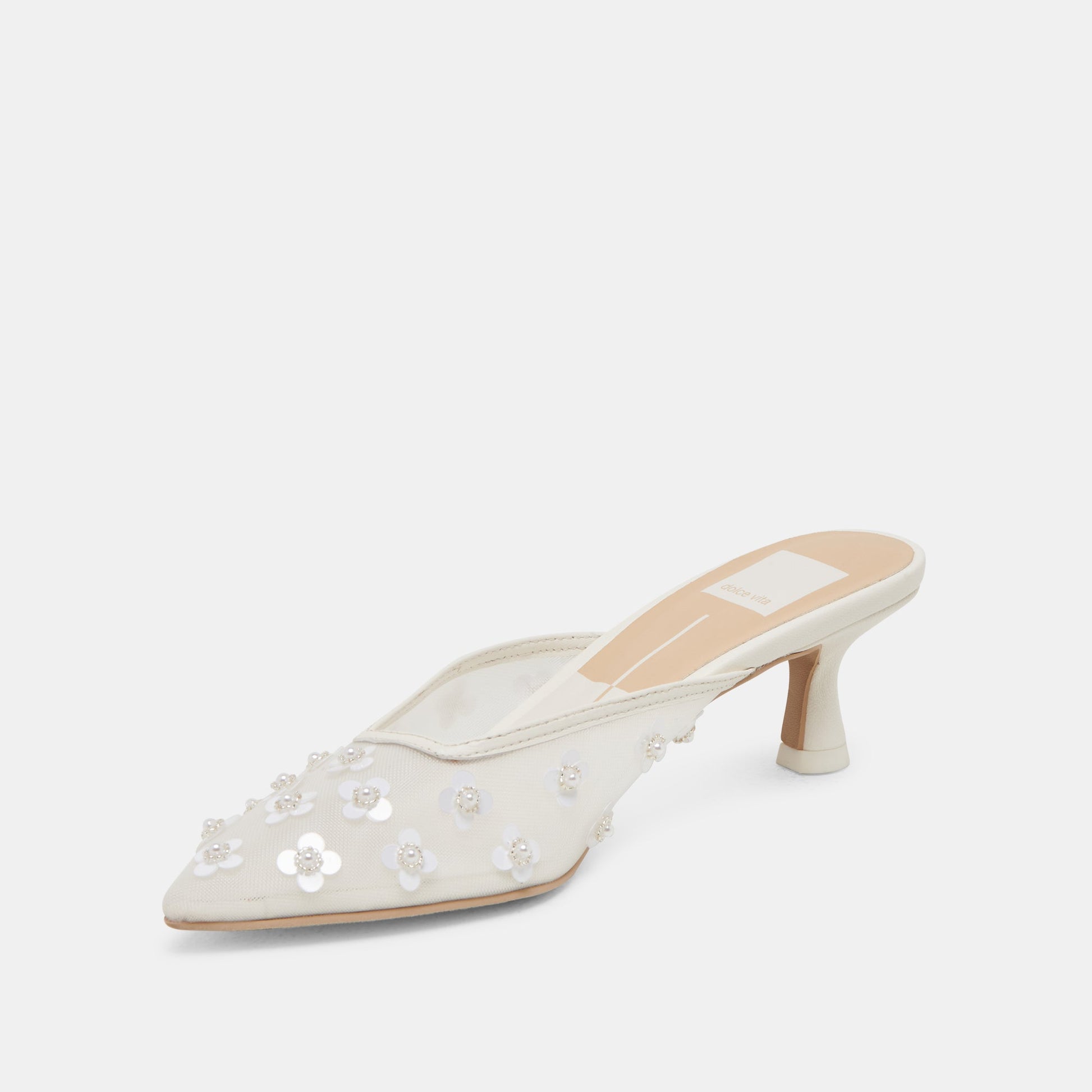 Dolce Vita CLARA PEARL HEELS TRUE WHITE DAISY MESH