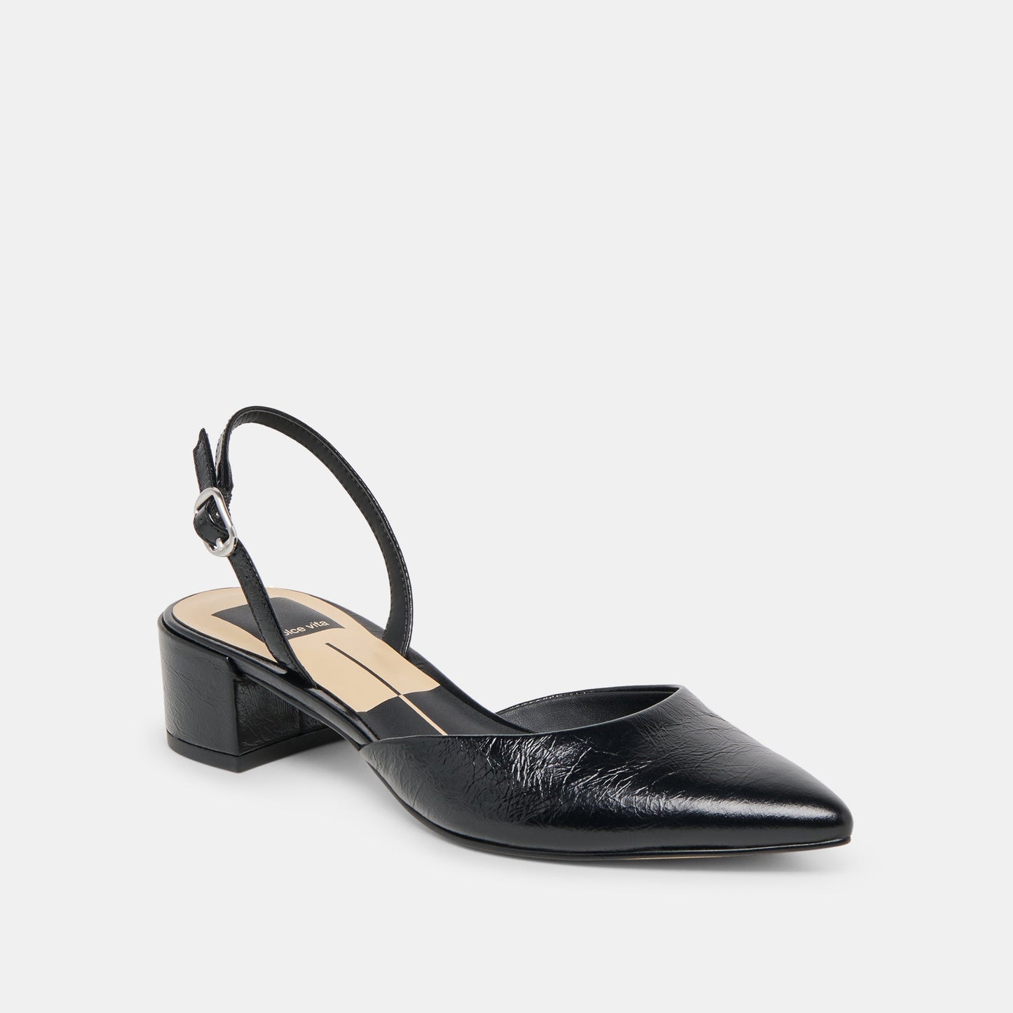 Dolce Vita Carel Midnight Crinkle Patent Leather Heels