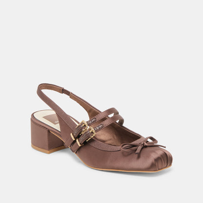 Dolce Vita Loris Mahogany Satin Heels