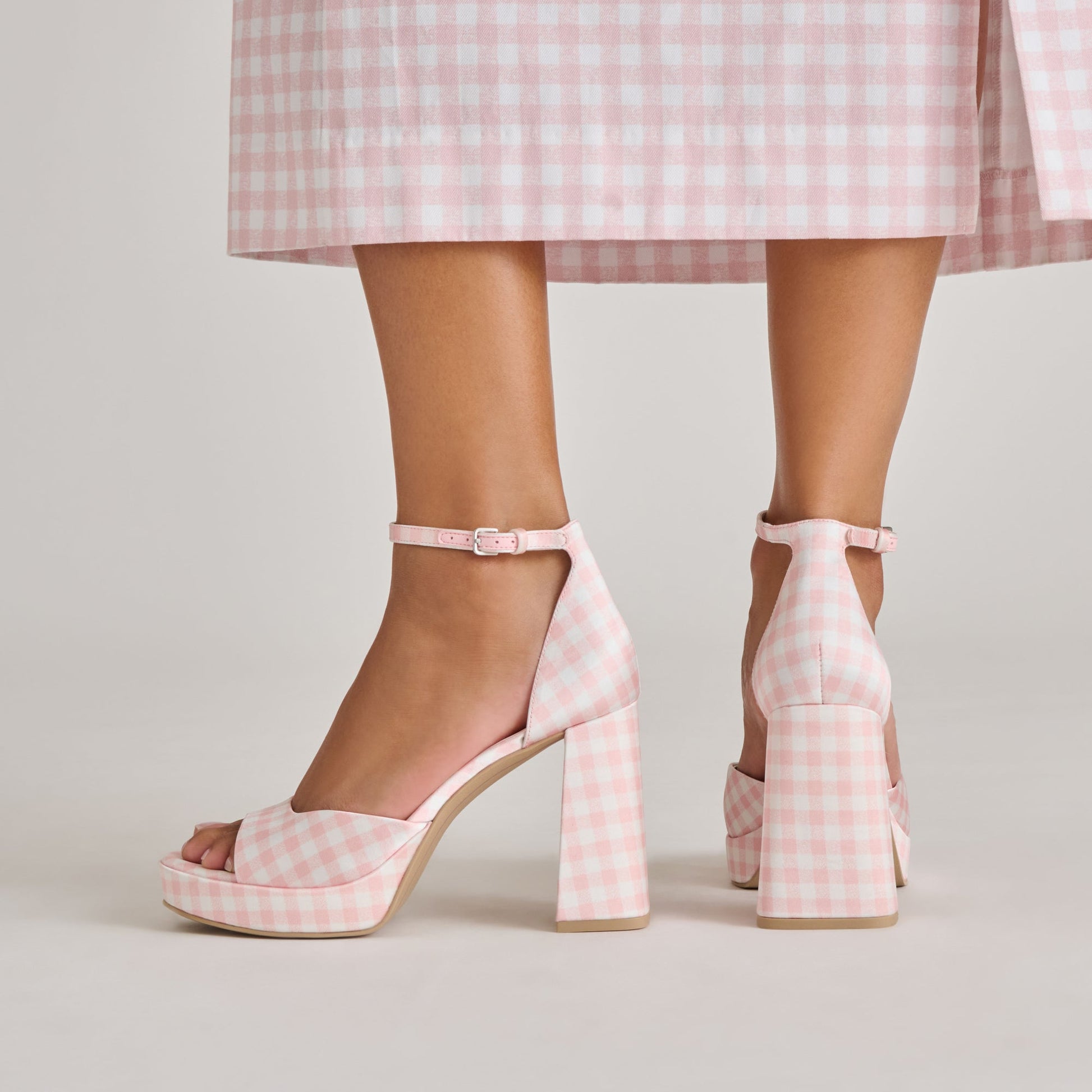Dolce Vita Reyes X Byrdie Golf Pink Plaid Gingham Heels