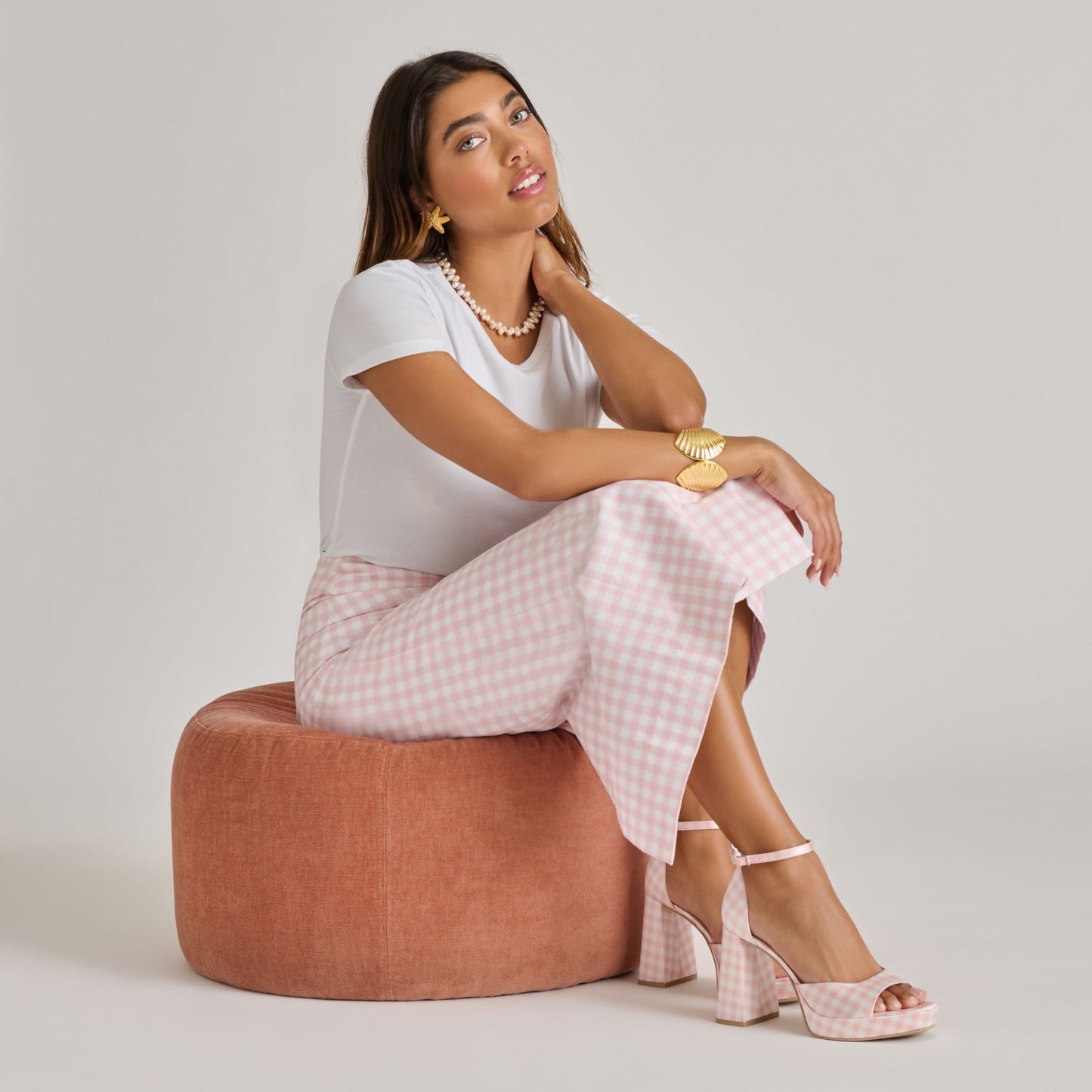 Dolce Vita Reyes X Byrdie Golf Pink Plaid Gingham Heels