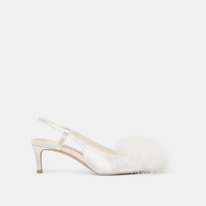 Dolce Vita Kamy True White Satin Heels