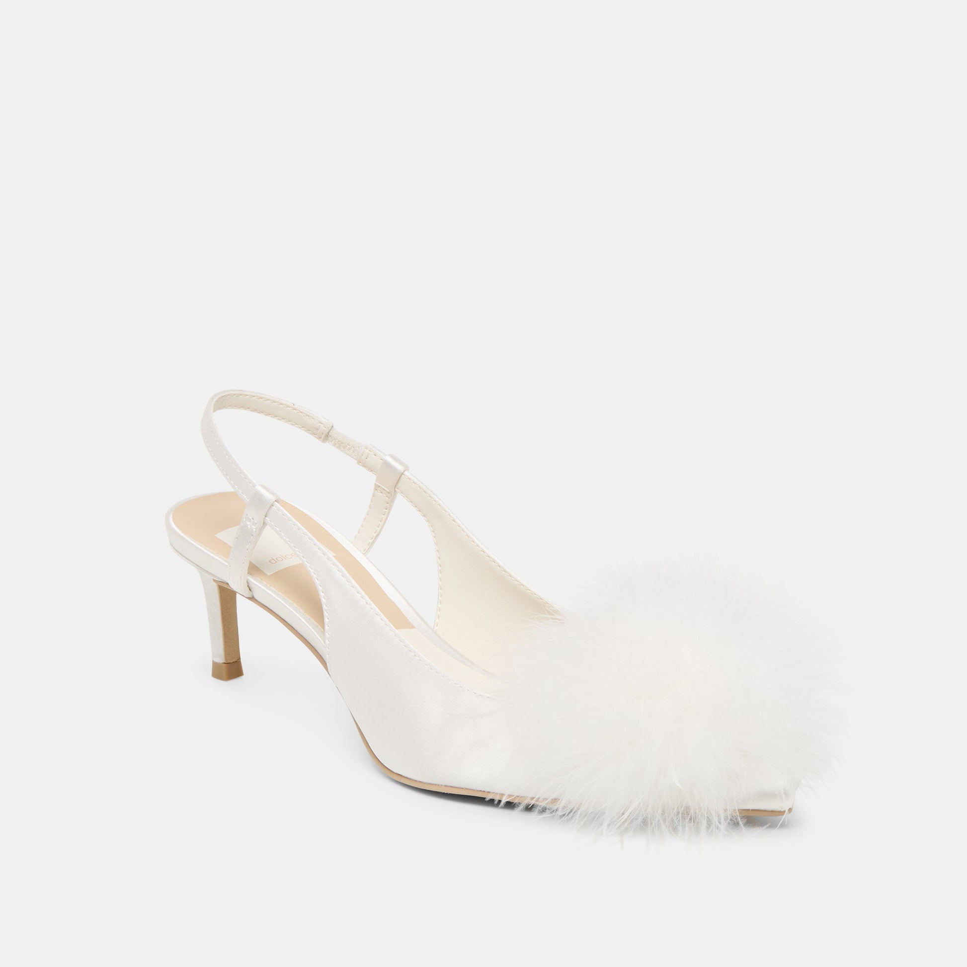 Dolce Vita Kamy True White Satin Heels