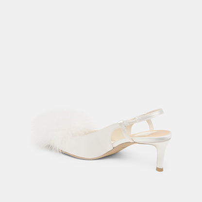 Dolce Vita Kamy True White Satin Heels