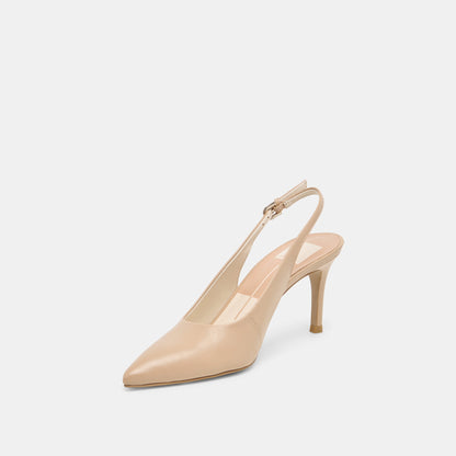 Dolce Vita Elasi Beige Crinkle Patent Heels
