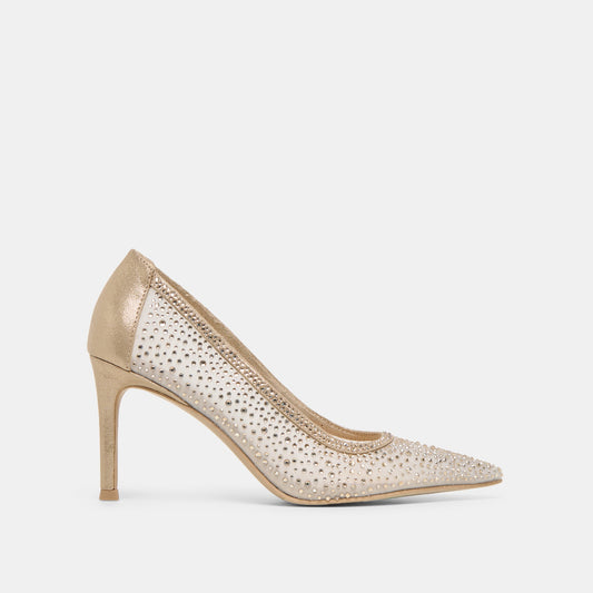Dolce Vita Kashe Crystal Lt Gold Mesh Heels
