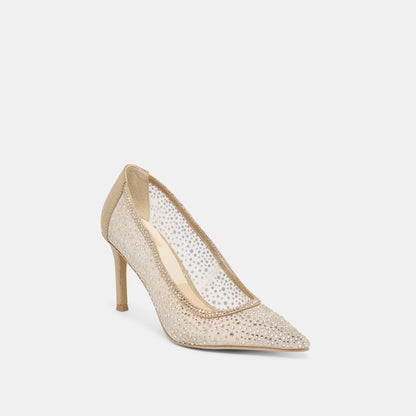 Dolce Vita Kashe Crystal Lt Gold Mesh Heels