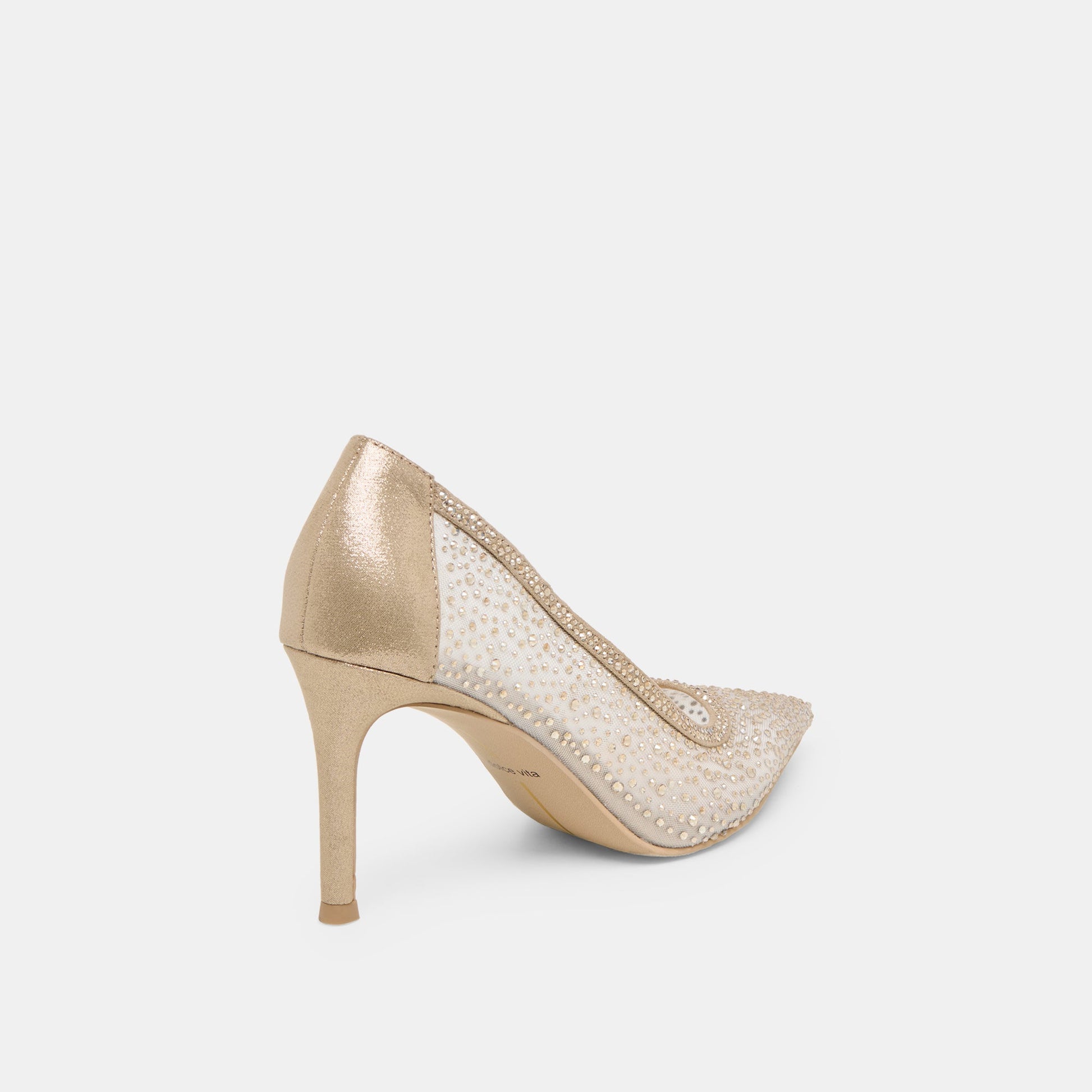 Dolce Vita Kashe Crystal Lt Gold Mesh Heels