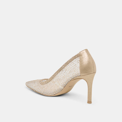 Dolce Vita Kashe Crystal Lt Gold Mesh Heels