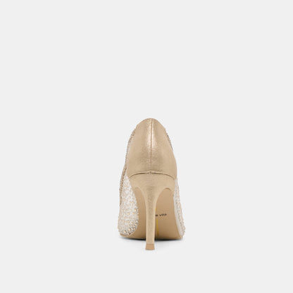 Dolce Vita Kashe Crystal Lt Gold Mesh Heels