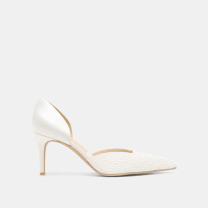 Dolce Vita Eloy Pearl Off White Satin Heels