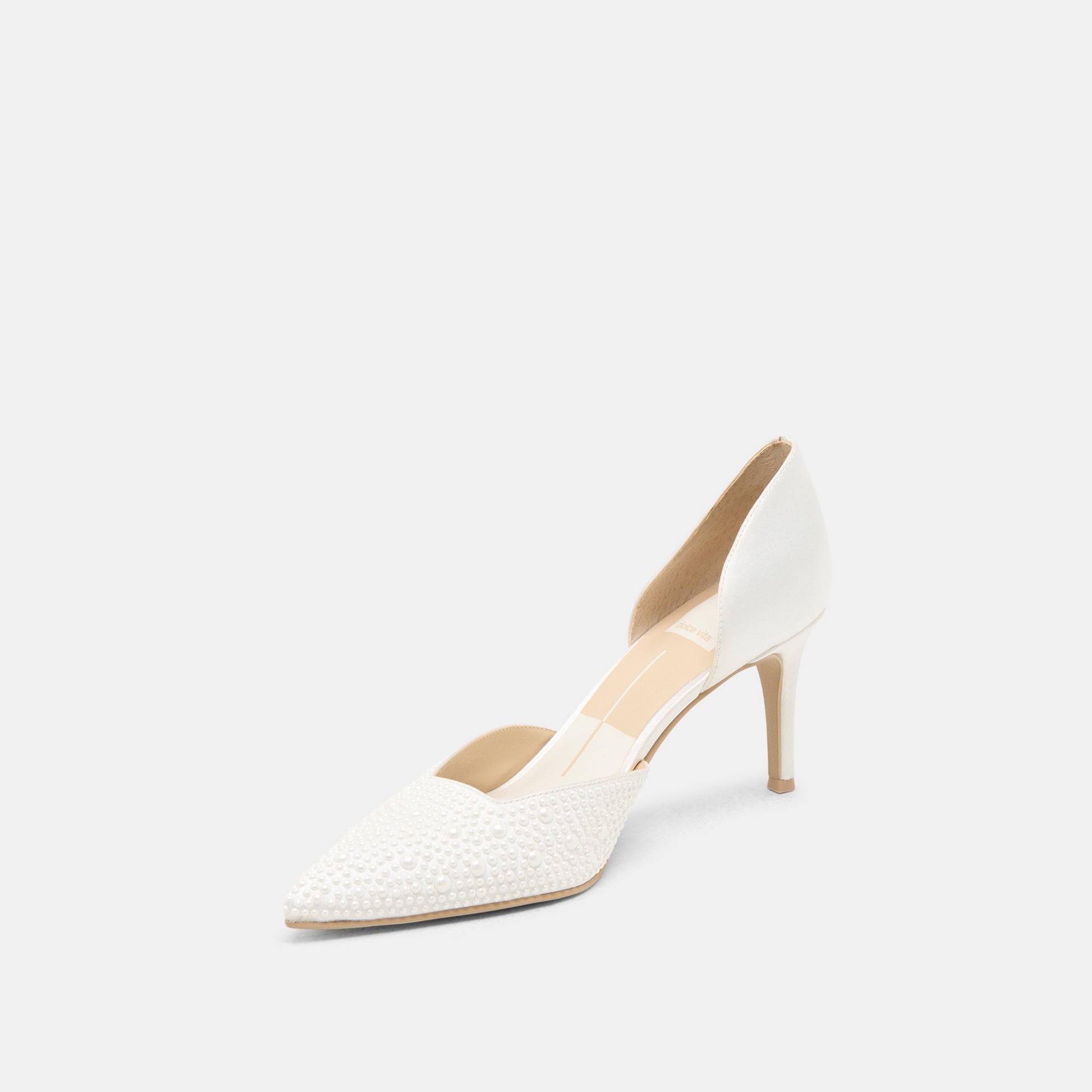Dolce Vita Eloy Pearl Off White Satin Heels