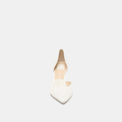 Dolce Vita Eloy Pearl Off White Satin Heels
