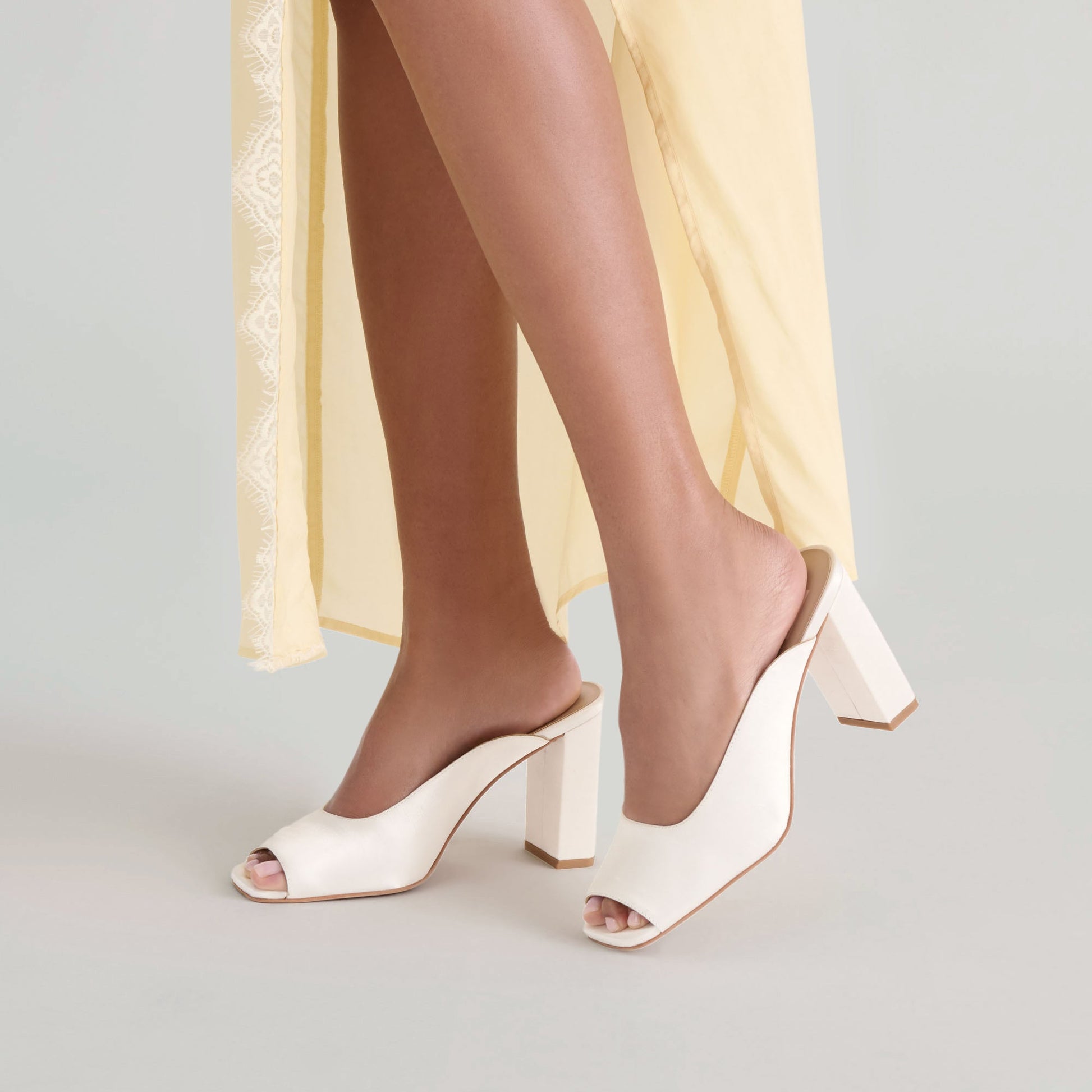 Dolce Vita Sabela Off White Satin Heels