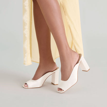 Dolce Vita Sabela Off White Satin Heels