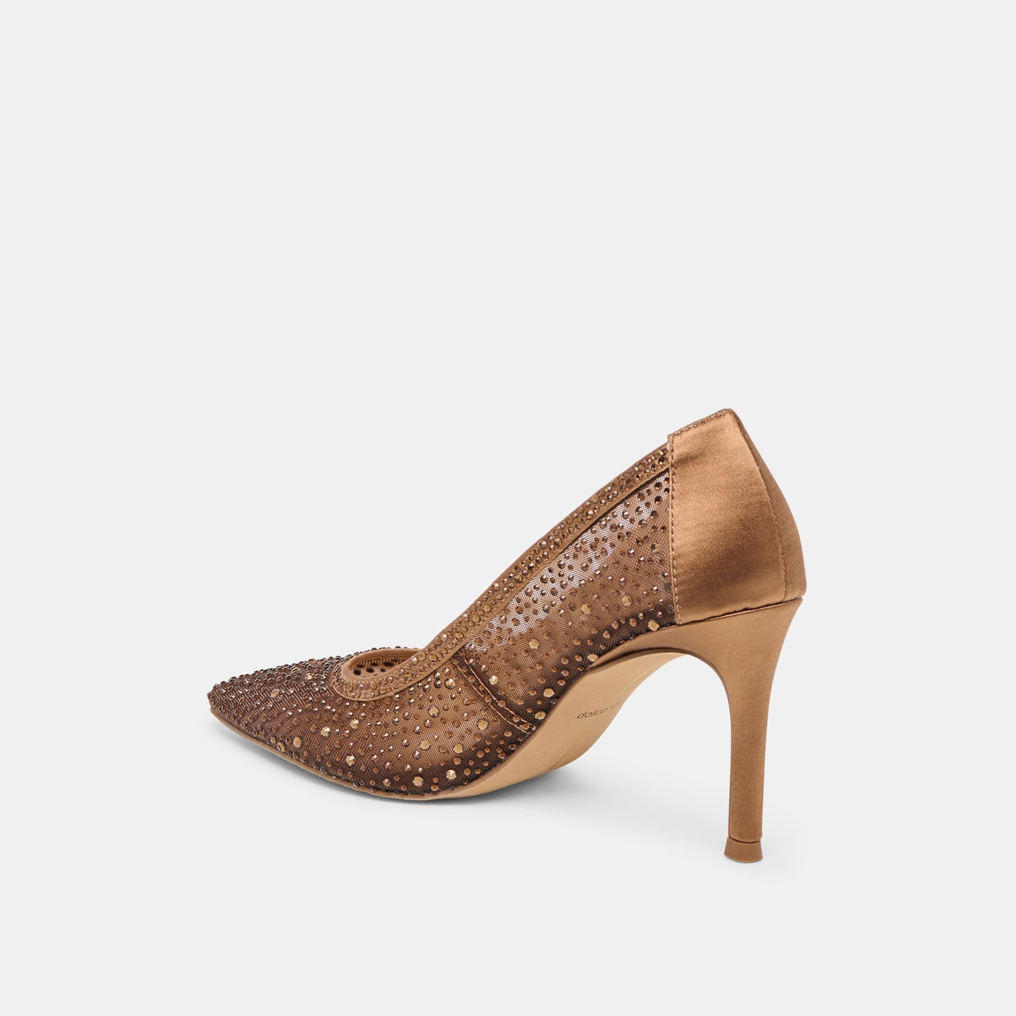 Dolce Vita Kashe Crystal Mid Brown Mesh Heels