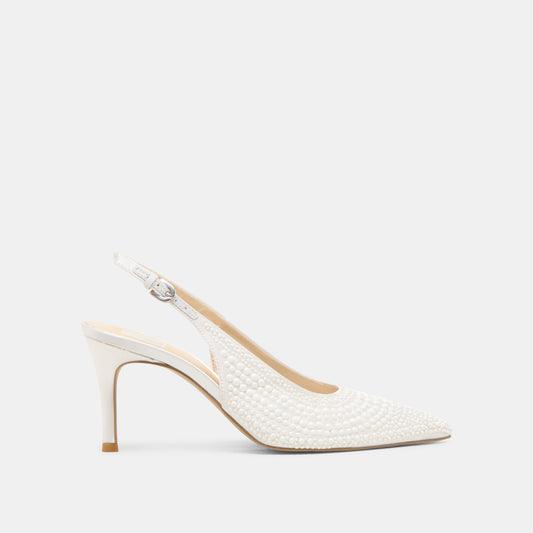 Dolce Vita Elasi Pearl Off White Satin Heels