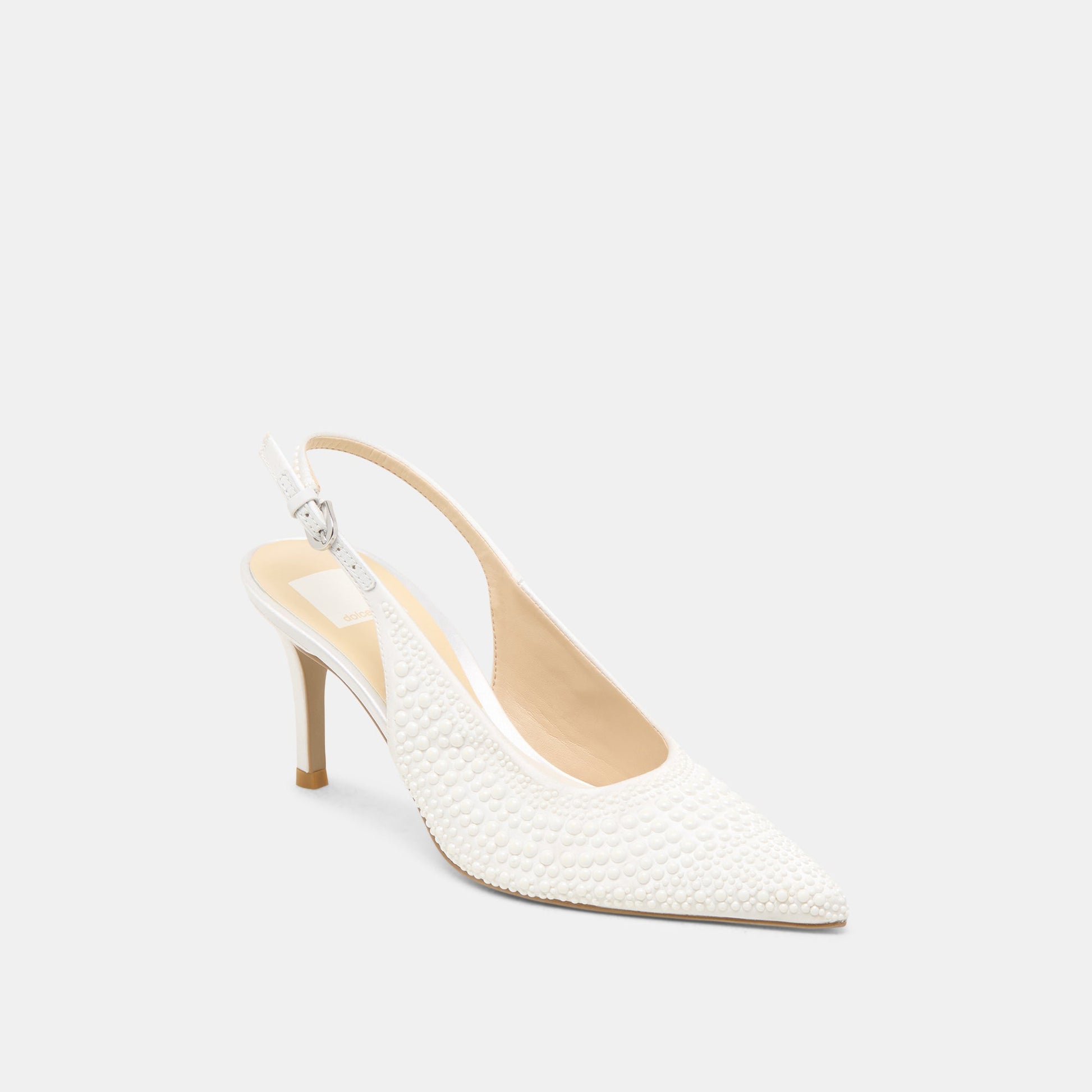 Dolce Vita Elasi Pearl Off White Satin Heels