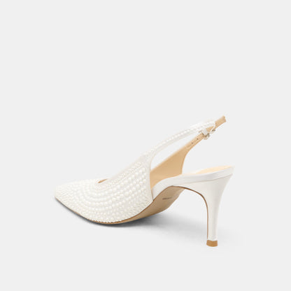 Dolce Vita Elasi Pearl Off White Satin Heels