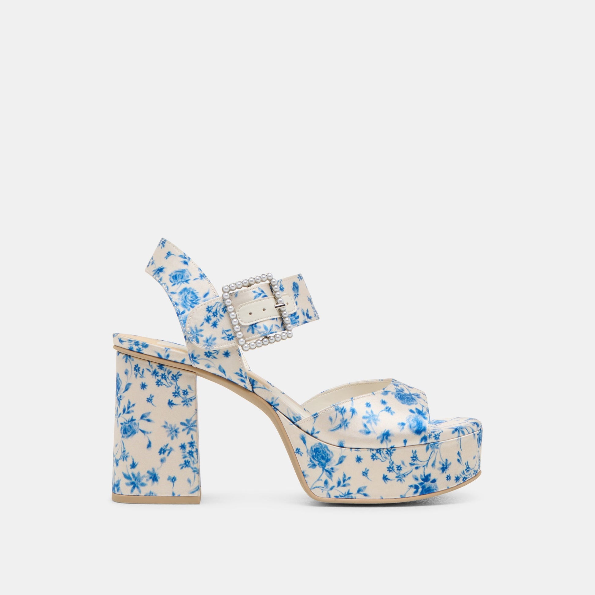 Dolce Vita Bobby Pearl Blue Floral Satin Heels