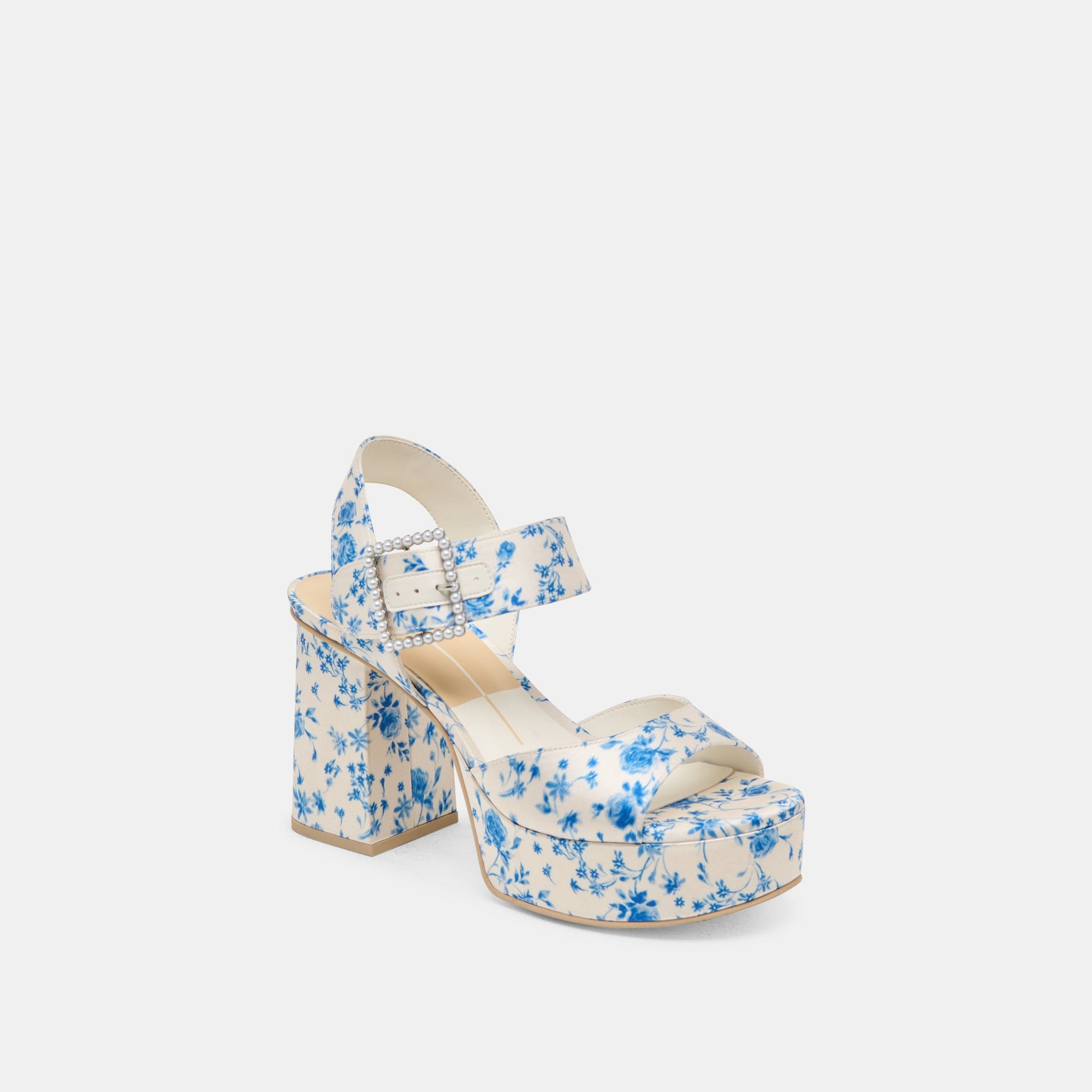 Dolce Vita Bobby Pearl Blue Floral Satin Heels