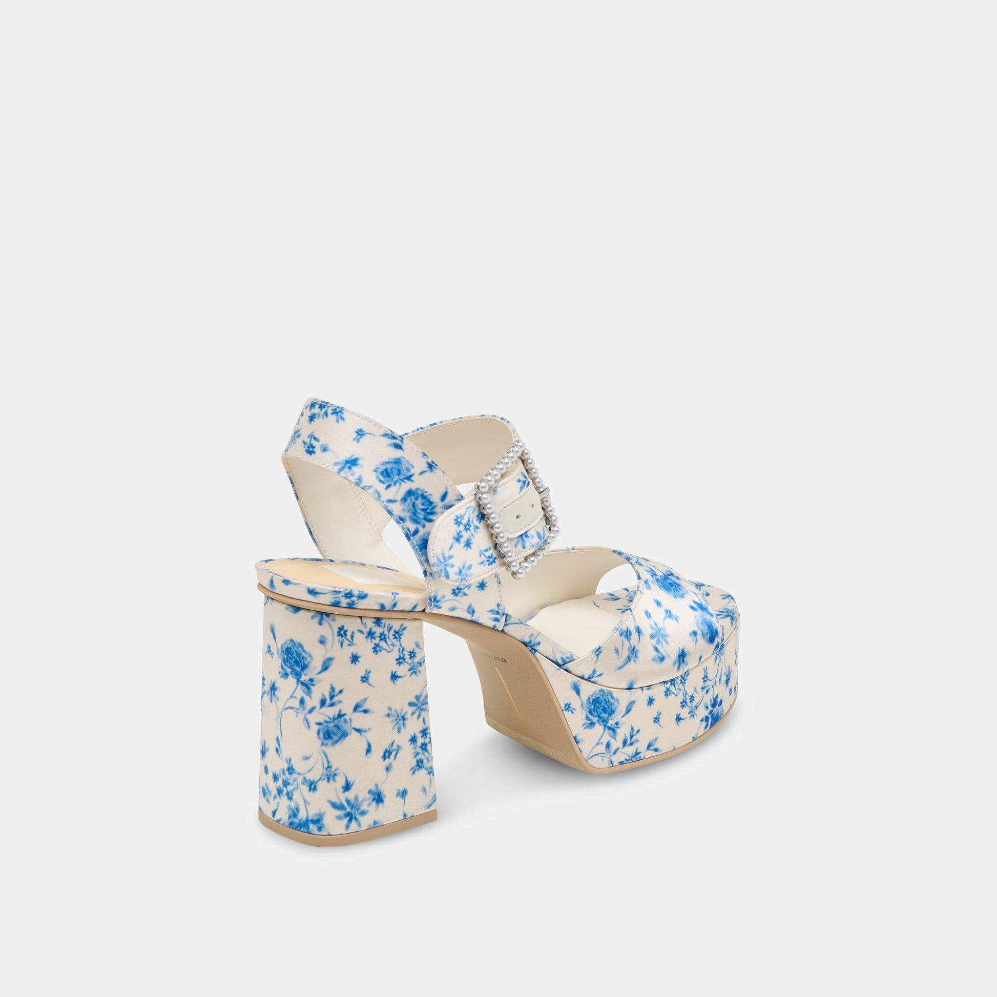 Dolce Vita Bobby Pearl Blue Floral Satin Heels