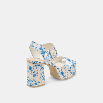 Dolce Vita Bobby Pearl Blue Floral Satin Heels