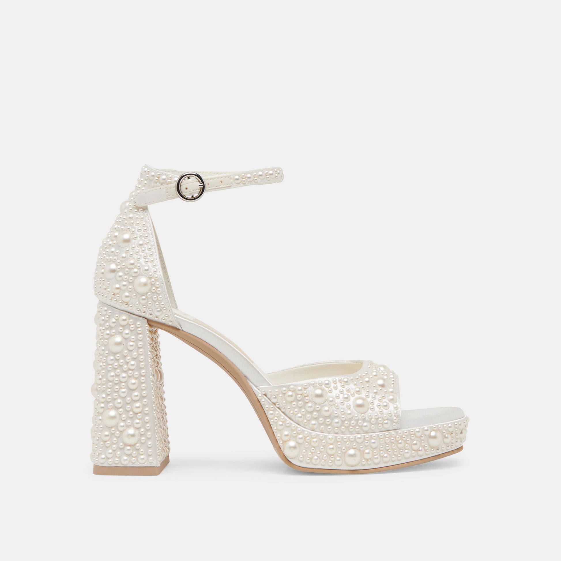 Dolce Vita PANDRO PEARL WIDE HEELS TRUE WHITE SATIN