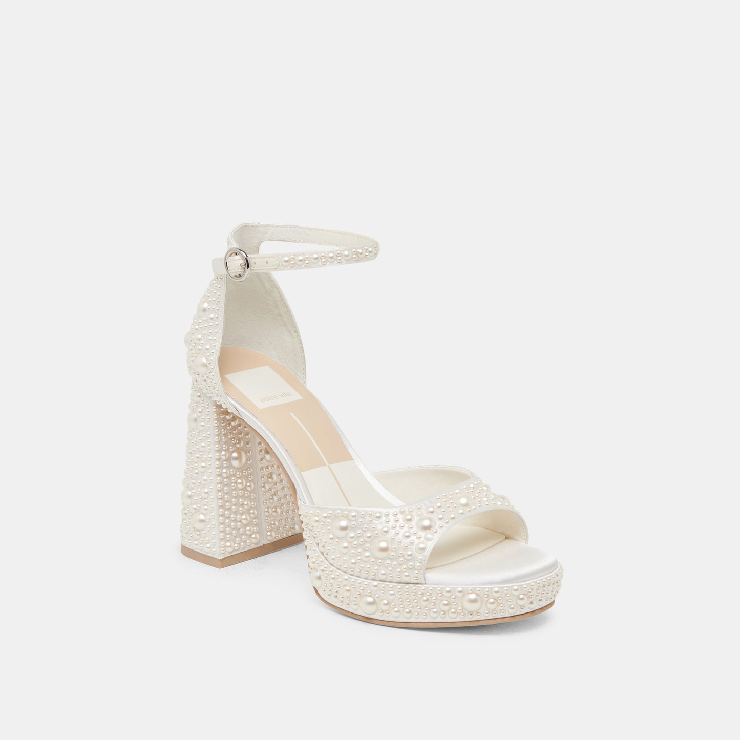 Dolce Vita PANDRO PEARL WIDE HEELS TRUE WHITE SATIN