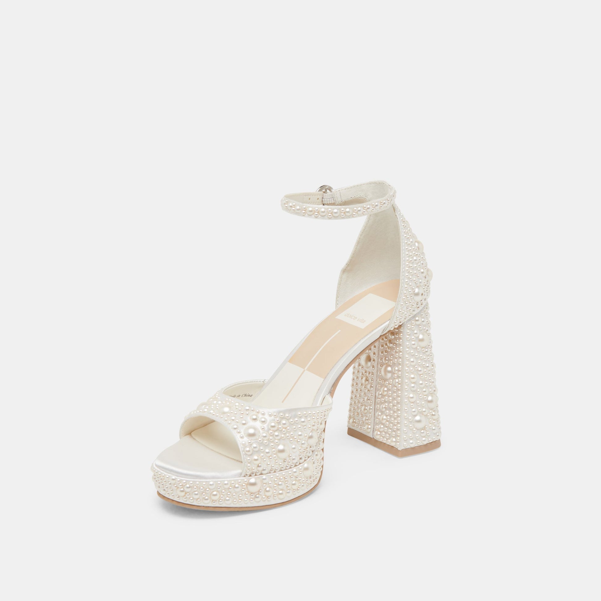 Dolce Vita PANDRO PEARL WIDE HEELS TRUE WHITE SATIN
