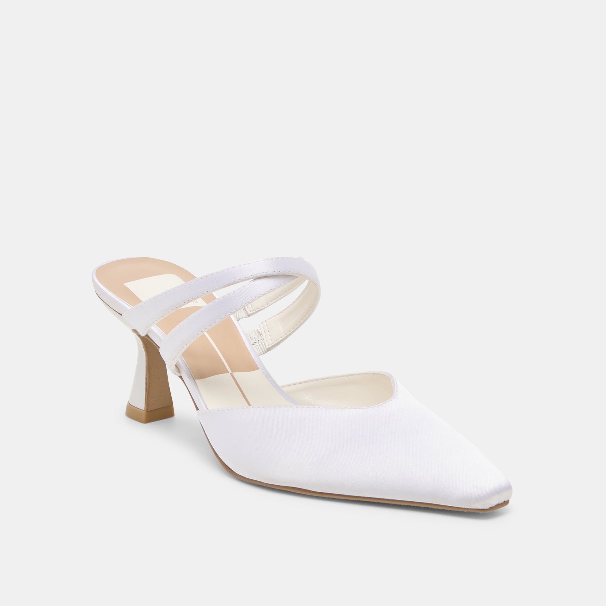 Dolce Vita Linore True White Satin Heels