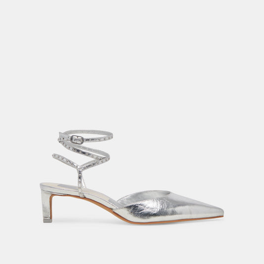 Dolce Vita LOKLYN STUD HEELS SILVER CRINKLE PATENT