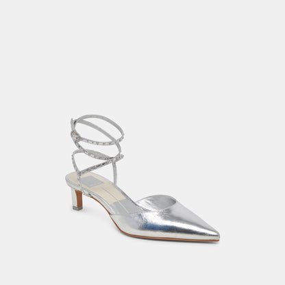 Dolce Vita LOKLYN STUD HEELS SILVER CRINKLE PATENT