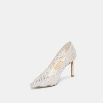 Dolce Vita Kashe Crystal White Mesh Heels