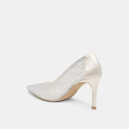 Dolce Vita Kashe Crystal White Mesh Heels