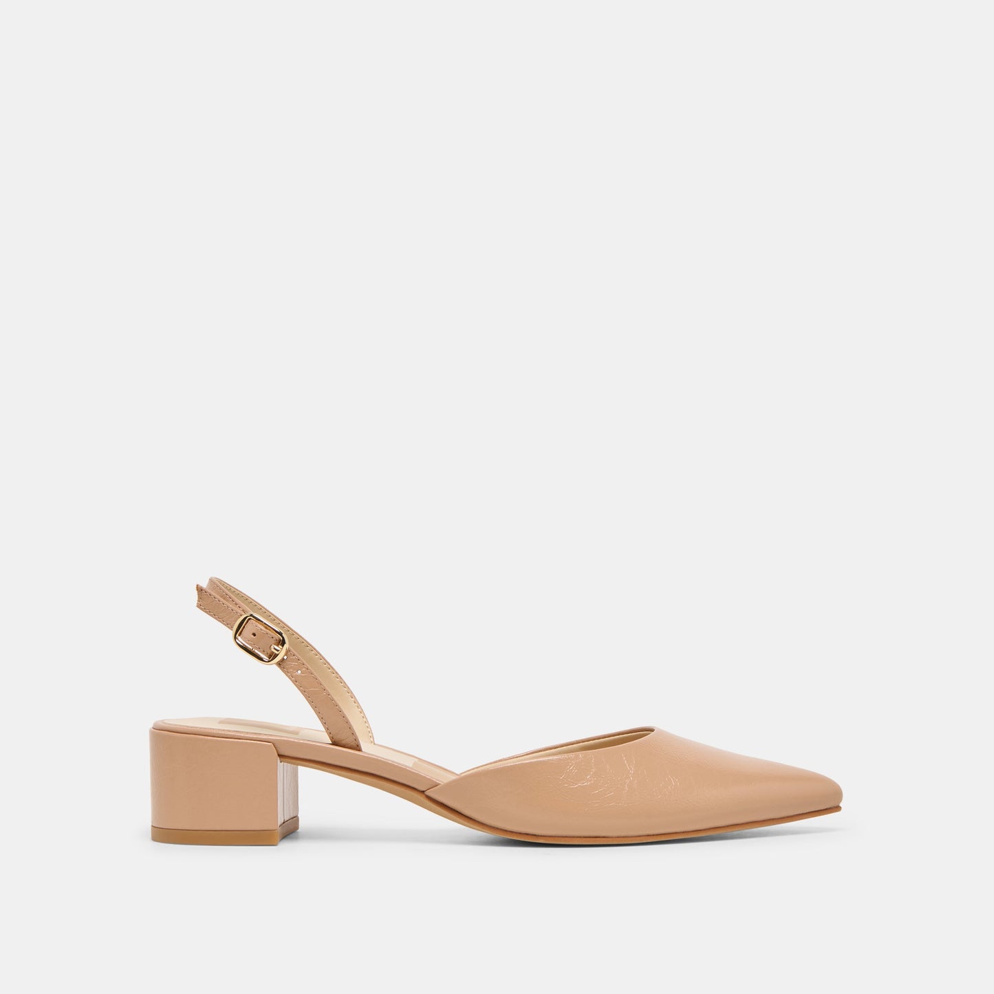 Dolce Vita Carel Lt Tan Crinkle Patent Leather Heels